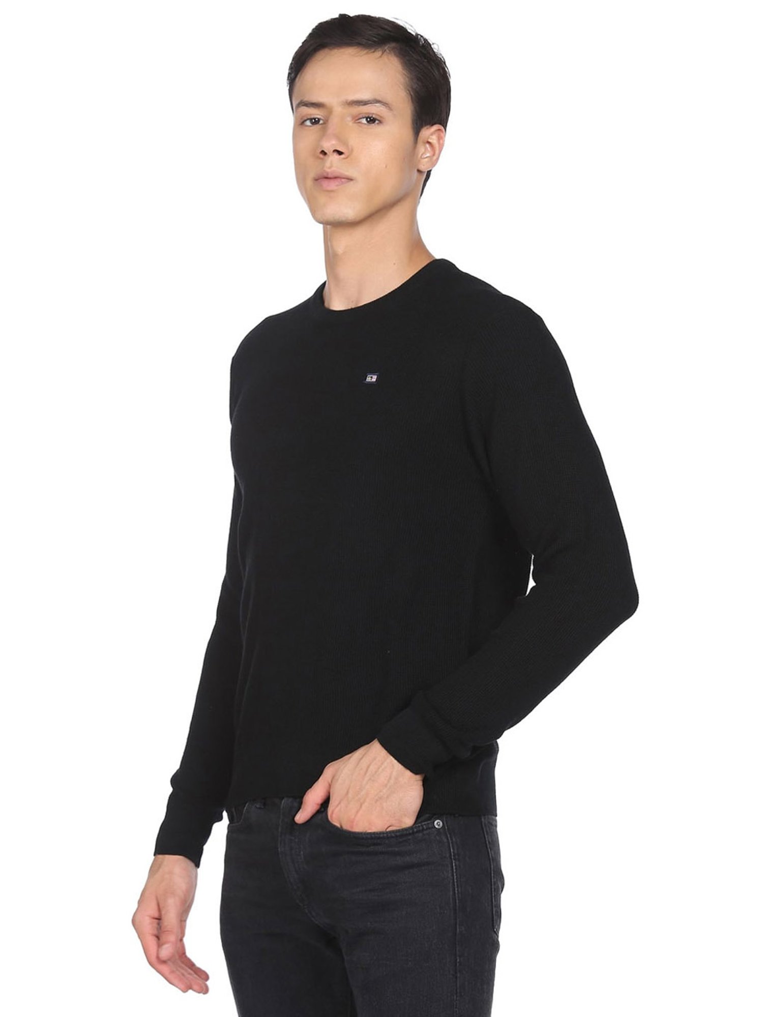 Arrow Sport Black Regular Fit Sweaters