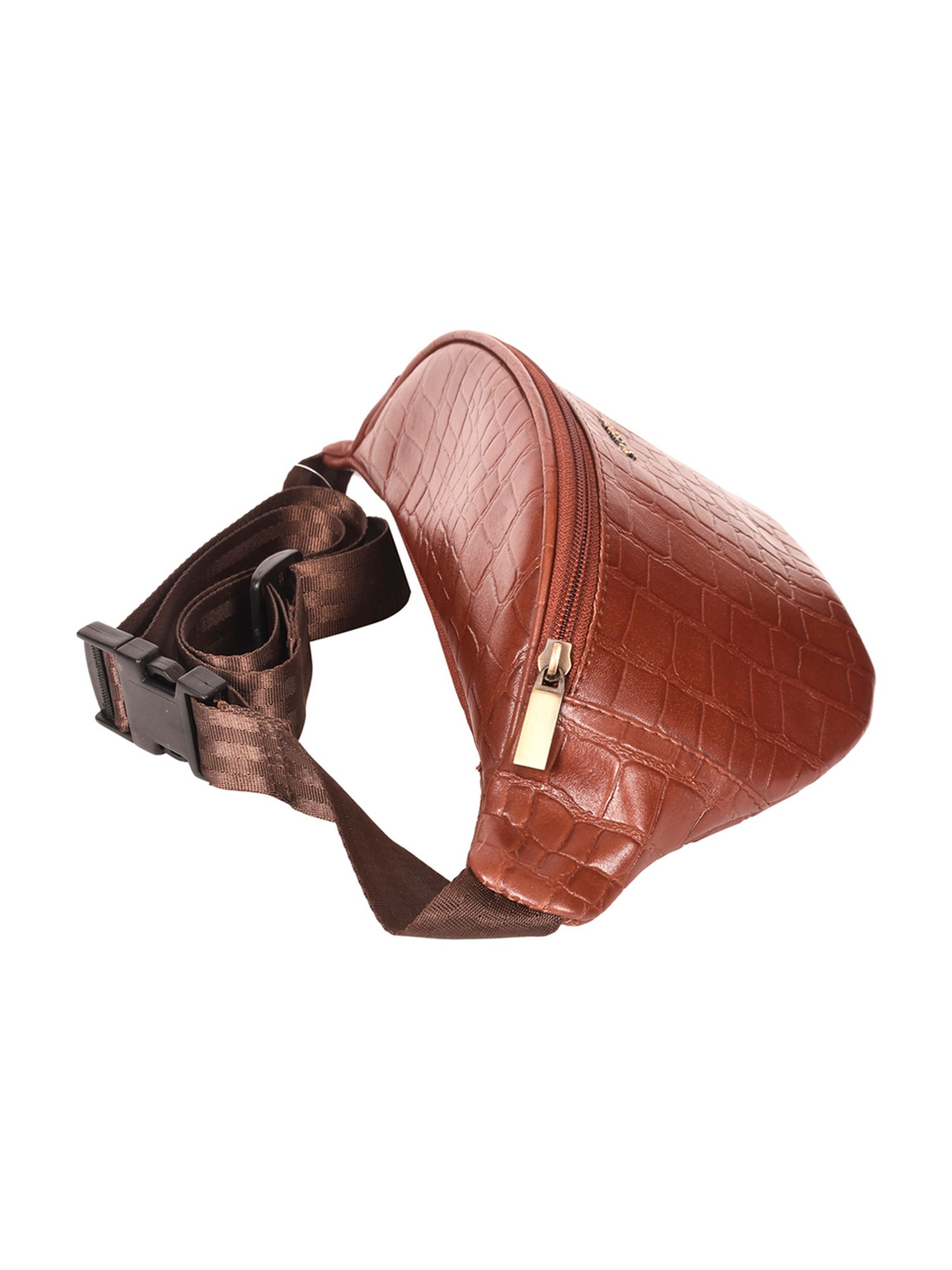 SASSORA Eefa Cognac Textured Leather Medium Belt Bag
