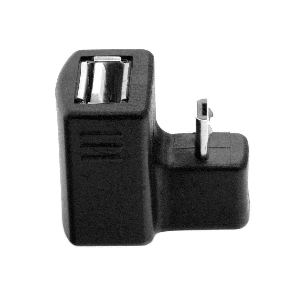 Micro USB OTG 180 Down Right Angled to USB 2.0 Female Extension Adapter