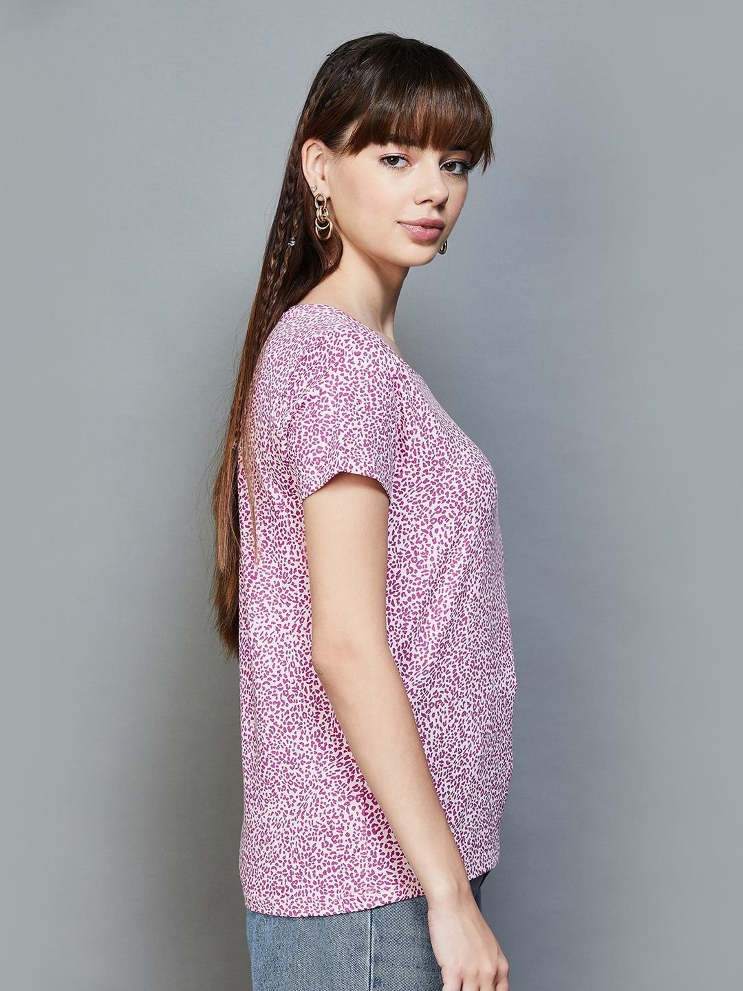 Fame Forever by Lifestyle Pink Cotton Printed Top