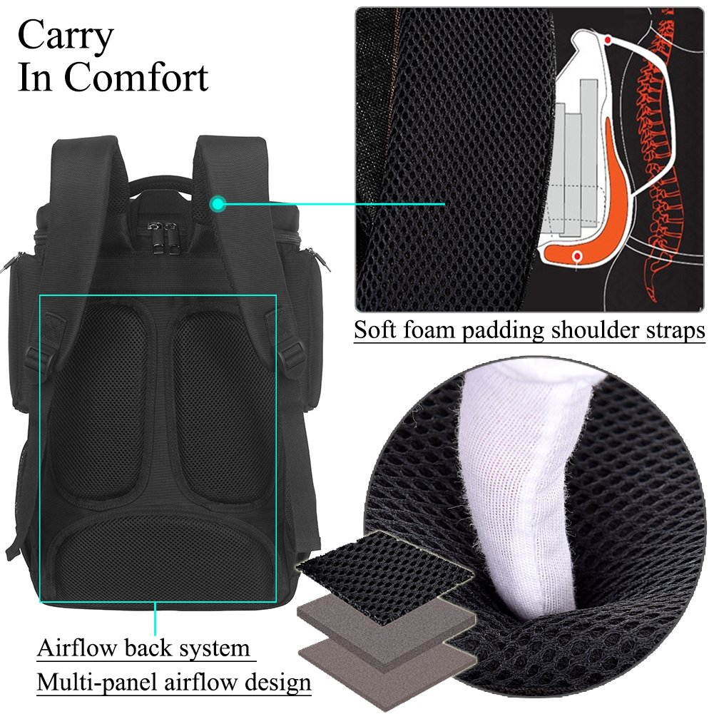 SOCKO 18.4 Inch Laptop Backpack, Anti-tear Water-resistant Luggage Travel Knapsack Rucksack Backpack Hiking Bag Student College Backpack for 18-18.4 Inch Laptop Notebook Macbook Computer,Black