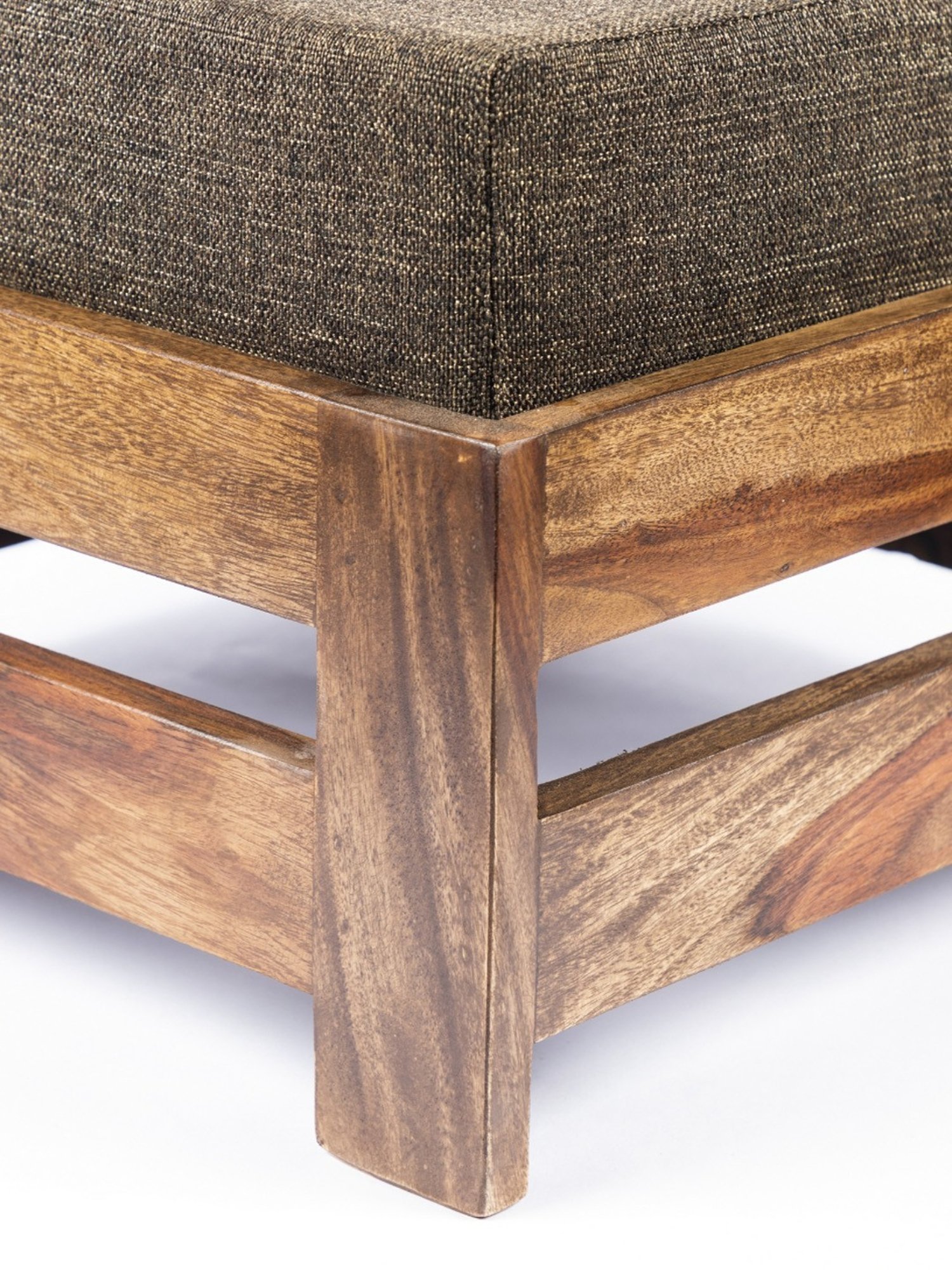 Ikiriya Amber Brown Wood Foot Stool Teak Finish