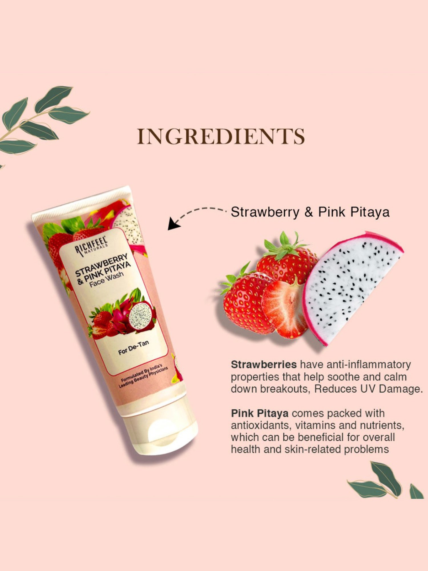 Richfeel Strawberry & Pink Pitaya Face Wash - Pack of 2