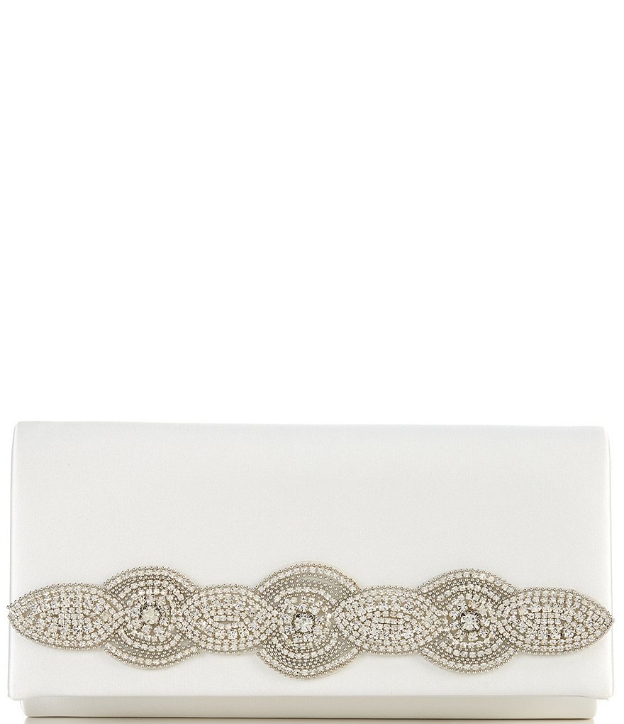 Kate Landry Satin Rhinestone Trim Clutch Bag