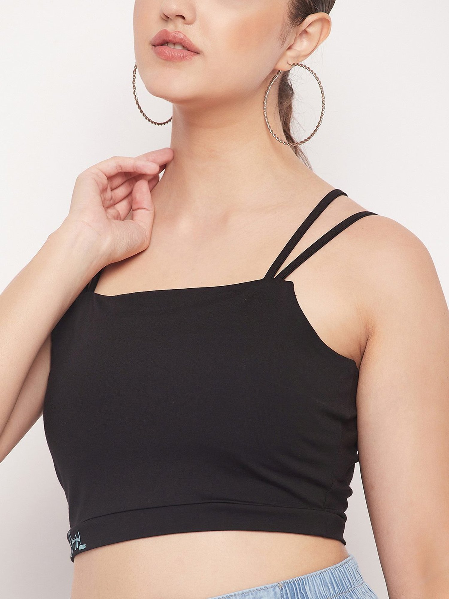 MADAME Black Relaxed Fit Crop Top