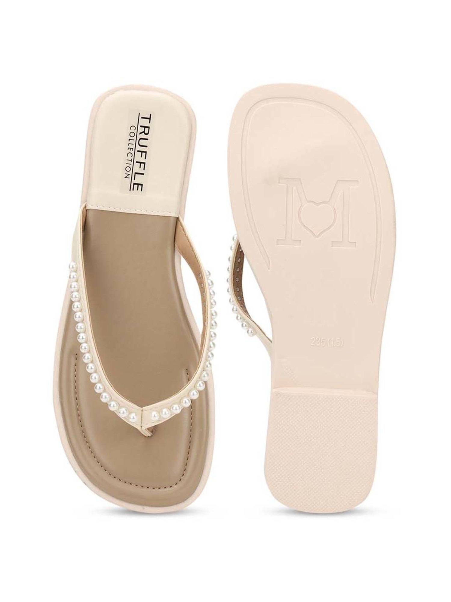 Truffle Collection Women's Beige Thong Sandals