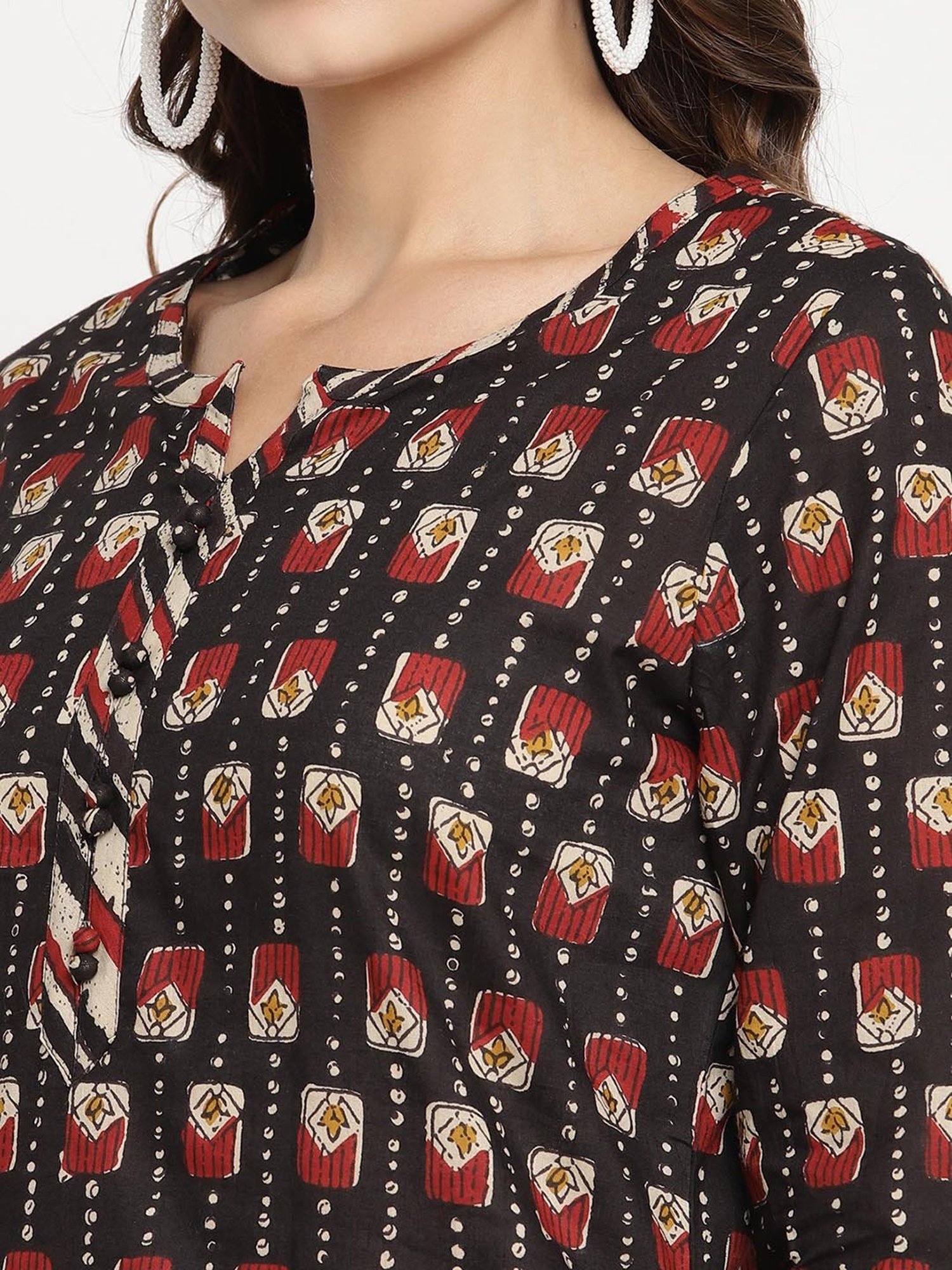 Sringam Black Printed Kurta Pant Set