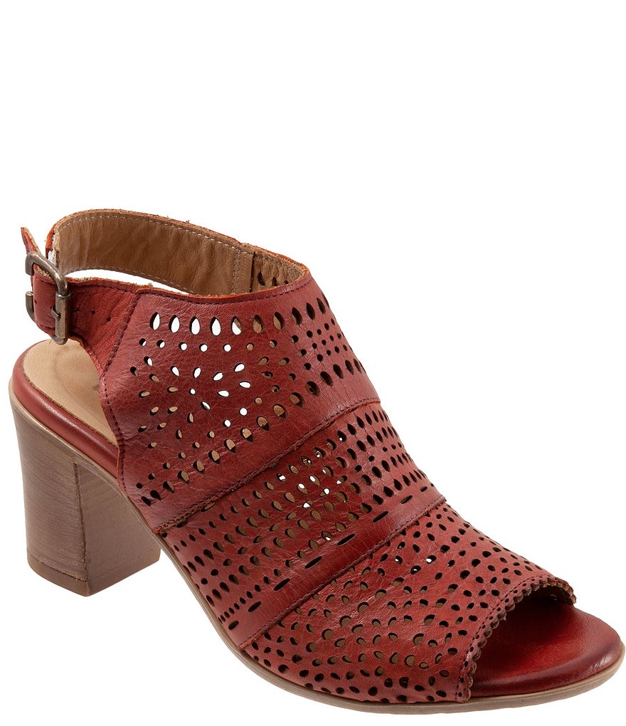 Bueno Upton Perforated Leather Block Heel Sling Sandals