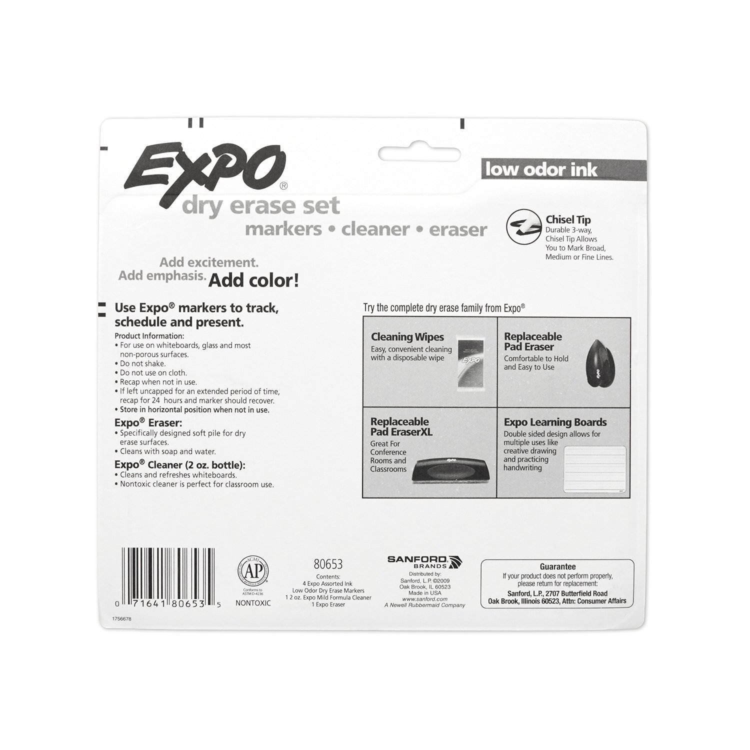 Expo Low-Odor Dry Erase Set, Chisel Tip, 6-Piece, Assorted Colors