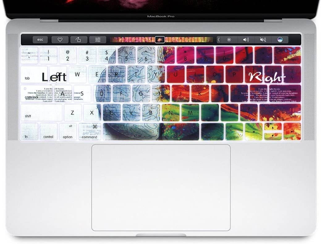 HRH Silicone Keyboard Cover Compatible Newest MacBook Pro with Touch Bar 13 Inch and 15 Inch(A2159/A1989/A1706,A1990/A1707) 2019 2018 2016 2017 Release,Creative Brain