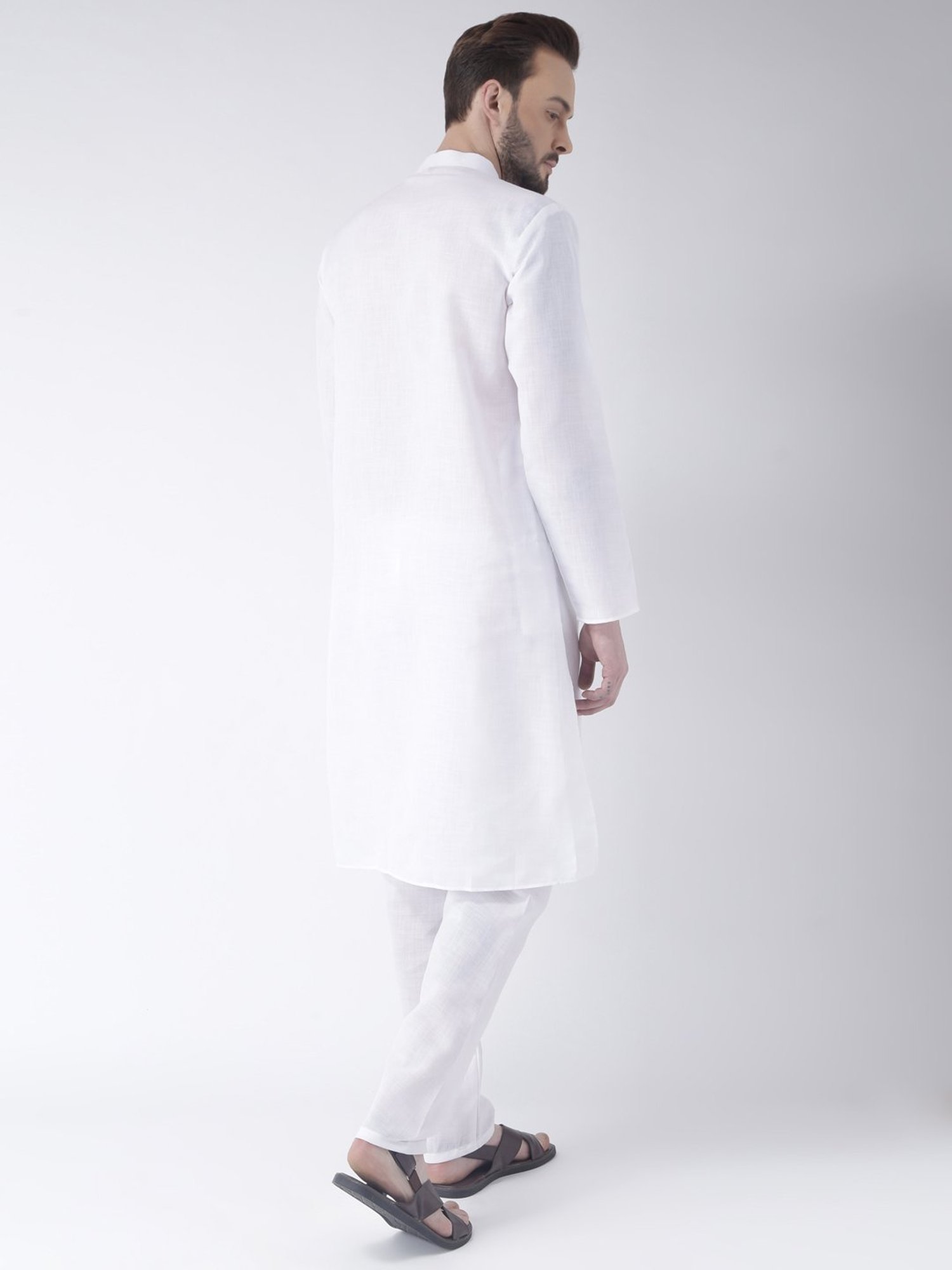 Vastramay White Cotton Straight Fit Embroidery Ethnic Suits