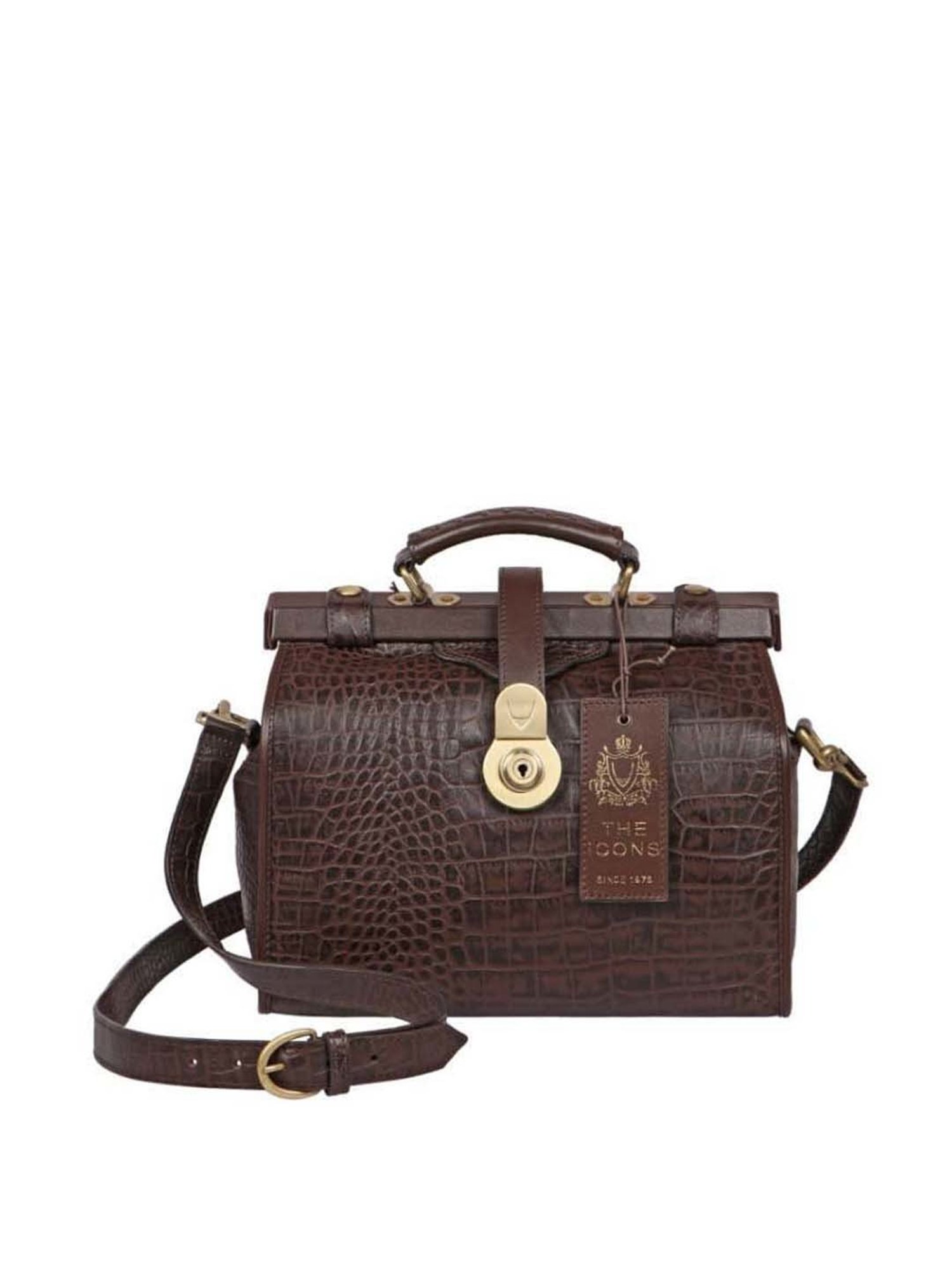 Hidesign Brown Textured Medium Handbag