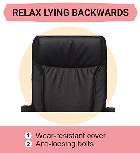 Designer Chelsea Executive Office Chair in PU Leather with Black Fiber Base, Adjustable Headrest and Spacious Backrest, Thickly Cushioned Seat, Highly Resilient Foam Padded Armrests - BLACK COLOR