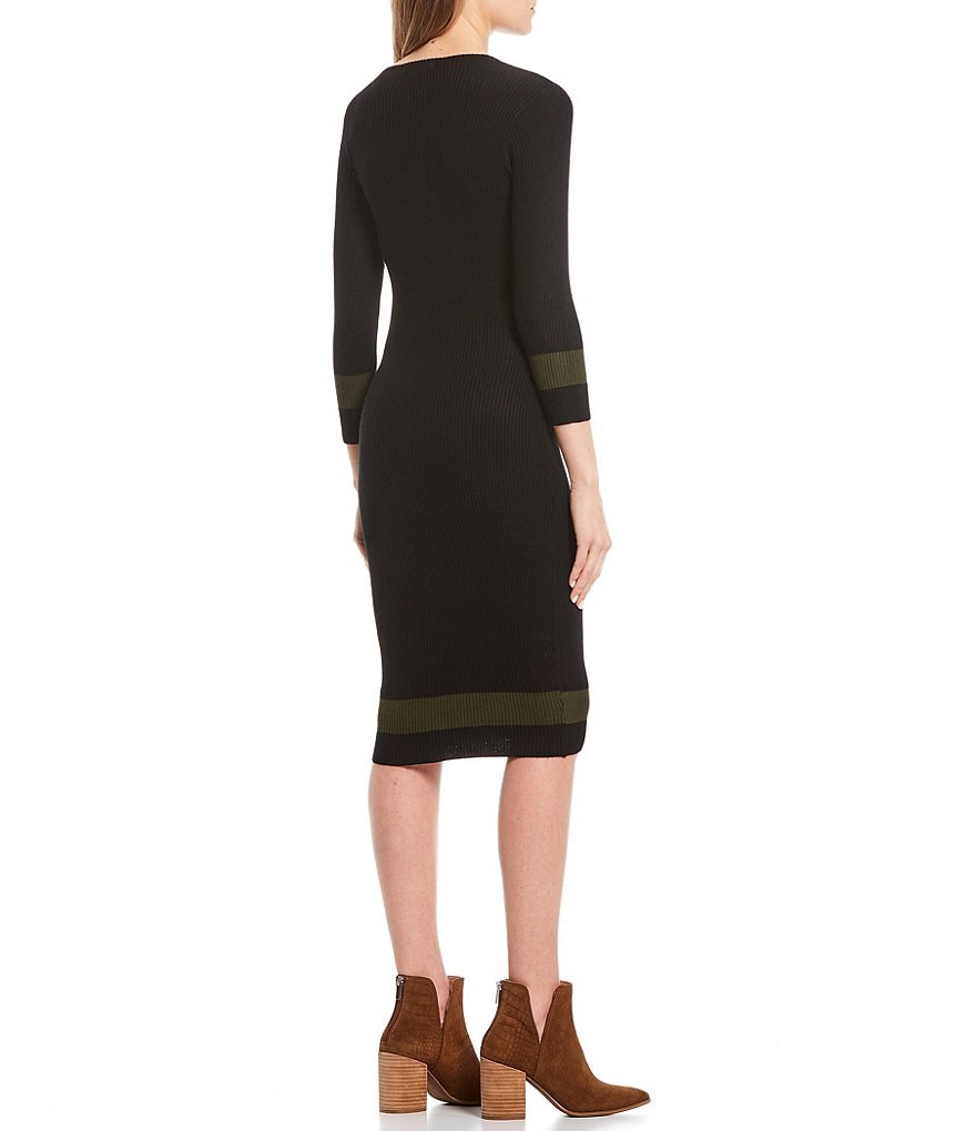 Stilletto's Mock Neck Rib Knit Sweater Dress