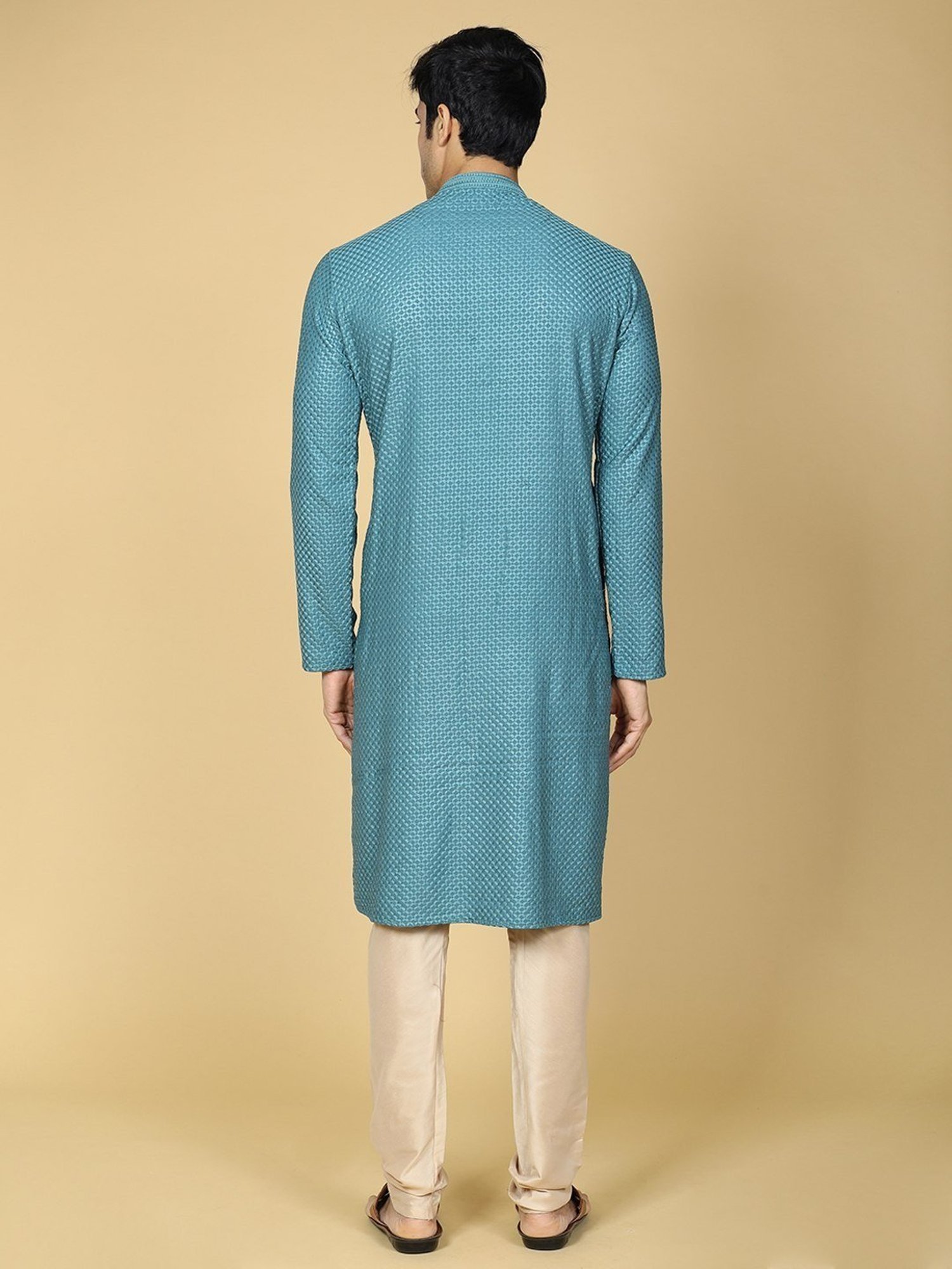 TABARD Green Cotton Regular Fit Chikankari Embroidery Full Sleeves Kurta Bottom Set