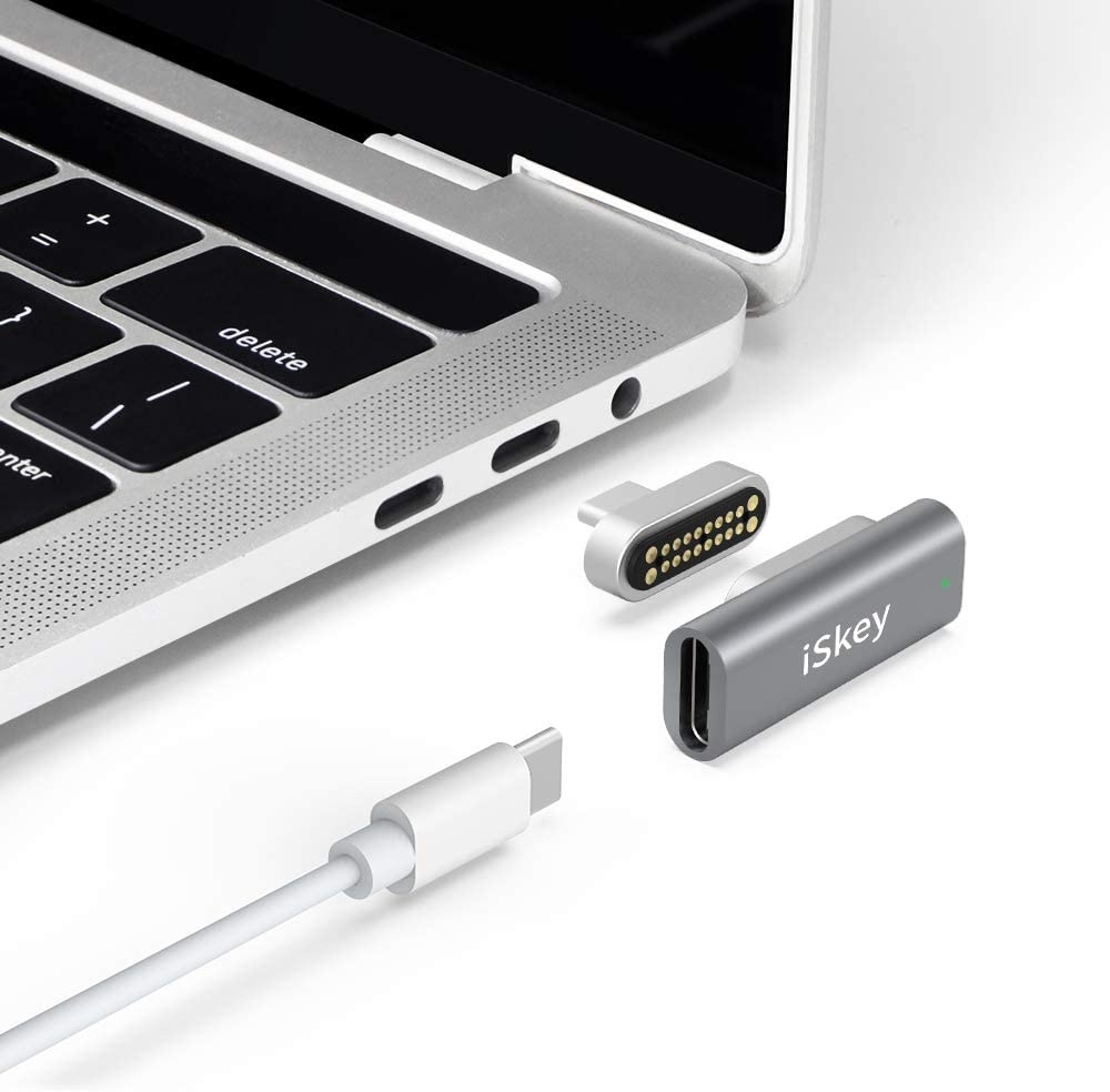 Magnetic USB C Adapter 20Pins Type C Connector Support USB PD 100W Quick Charge 10Gb/s Data Transfer and 4K@60 Hz Video Output Compatible with MacBook Pro/Air and More Type C Devices (Grey)