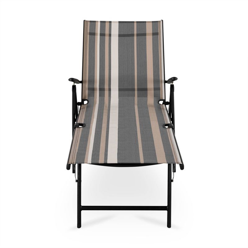 Textilene Single Patio Chaise Striped - NUU GARDEN