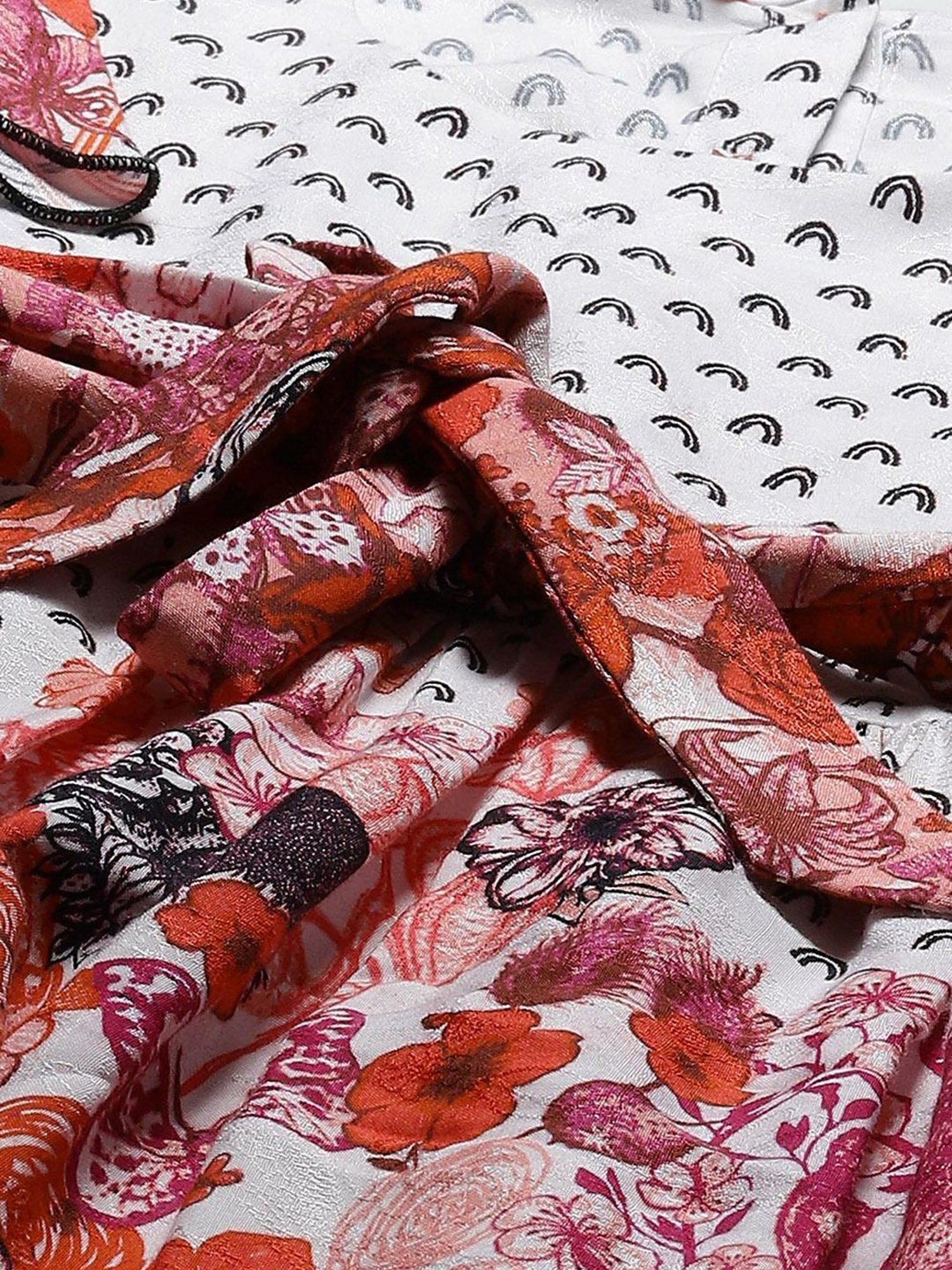 BIBA Girls White Printed Dress