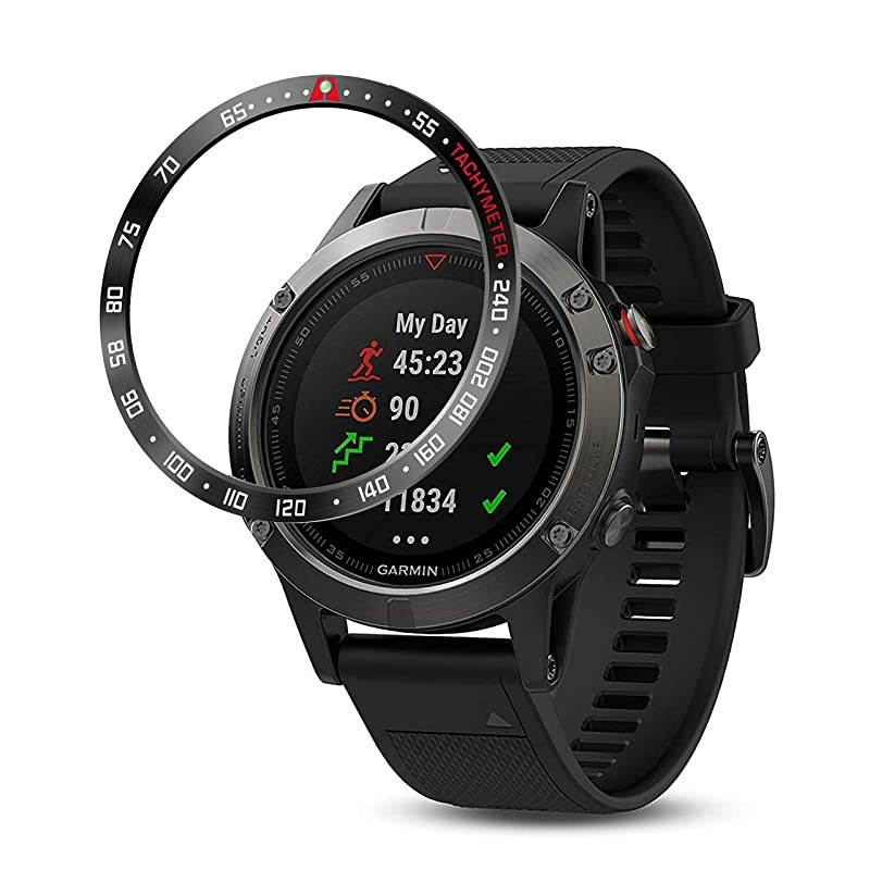 Titanium Metal Bezel Ring Compatiable with Fenix 5/5 Plus Bezel Ring Adhesive Cover Anti Scratch & Collision Protector for Garmin Forerunner 935/945 Watch Accessory - Titanium