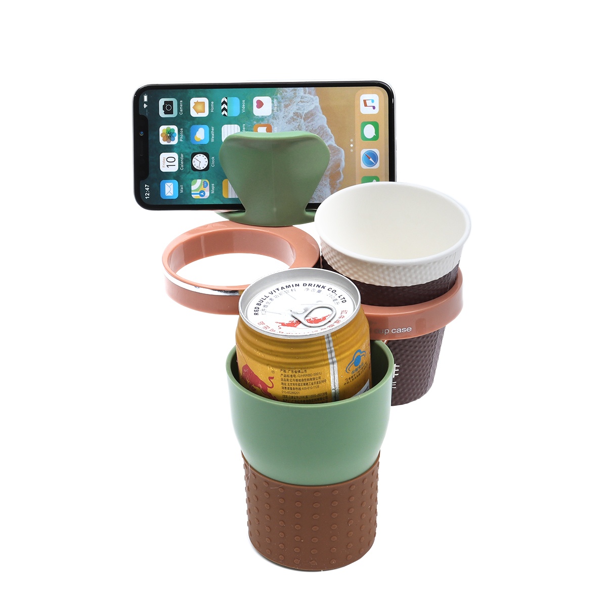 Car Multifunctional Cup Holder Auto-multi Cup Case Drinking Bottle Holder Organizer Storage Box (Black)