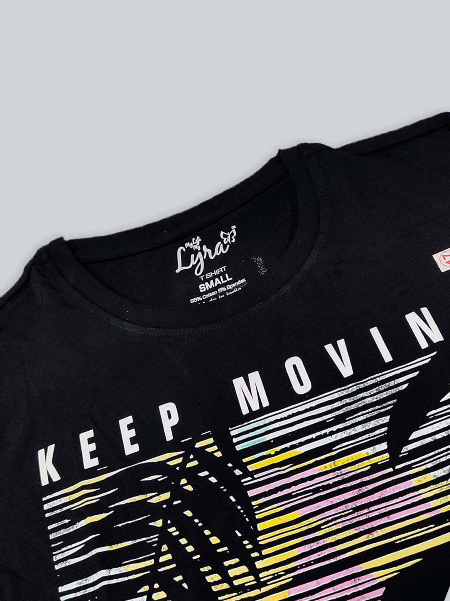 Lyra Black Cotton Printed T-Shirt