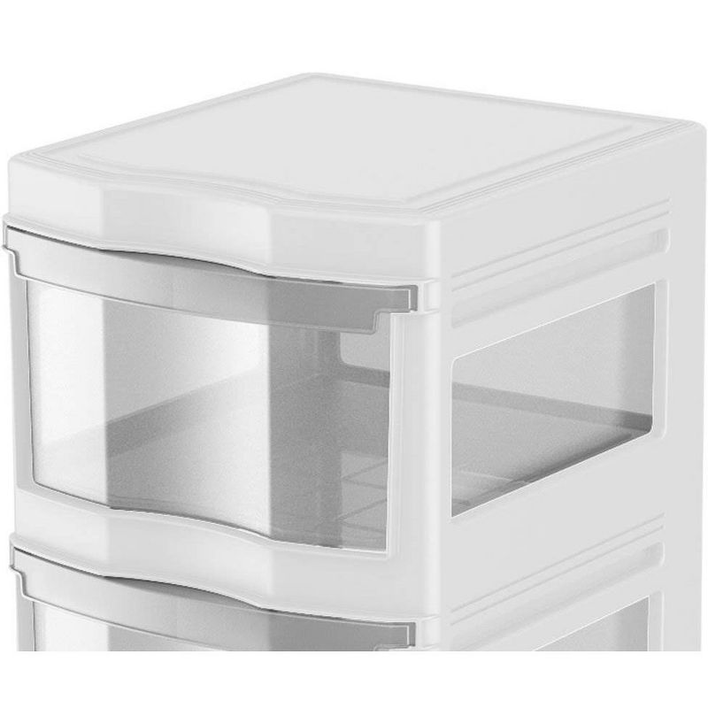 Life Story Classic White 3 Shelf Home Storage Container Organizer Plastic Drawers with Wheels for Closet, Dorm, or Office