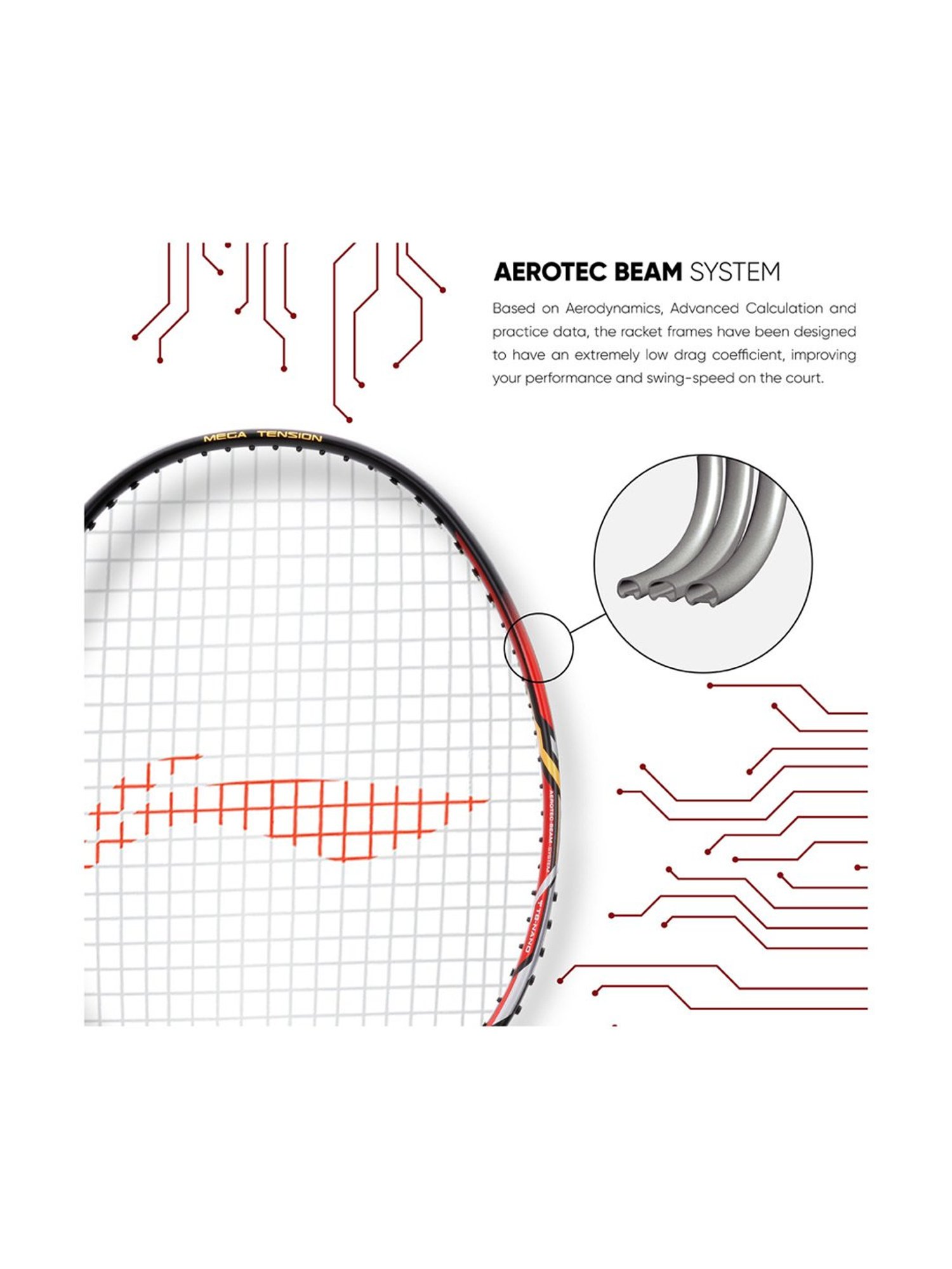 Li-Ning Turbo 99 Strung Badminton Racket (Red) Size - Medium