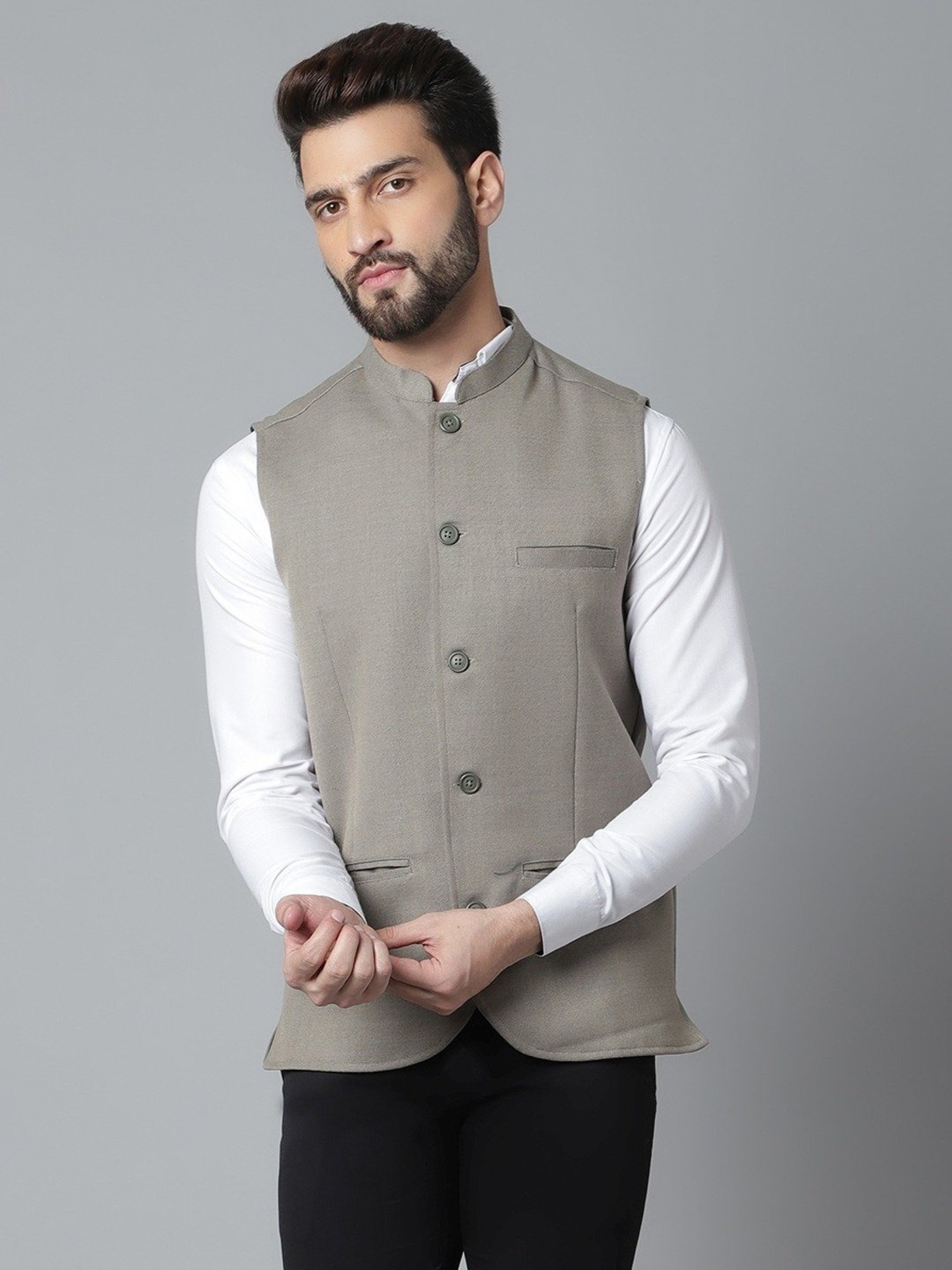 Even Cream Regular Fit Nehru Jacket