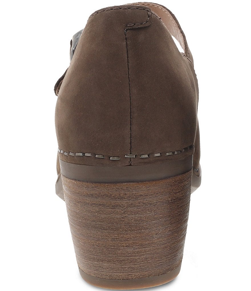 Deltan Tessa Croc-Embossed T-Strap Block Heel Pumps