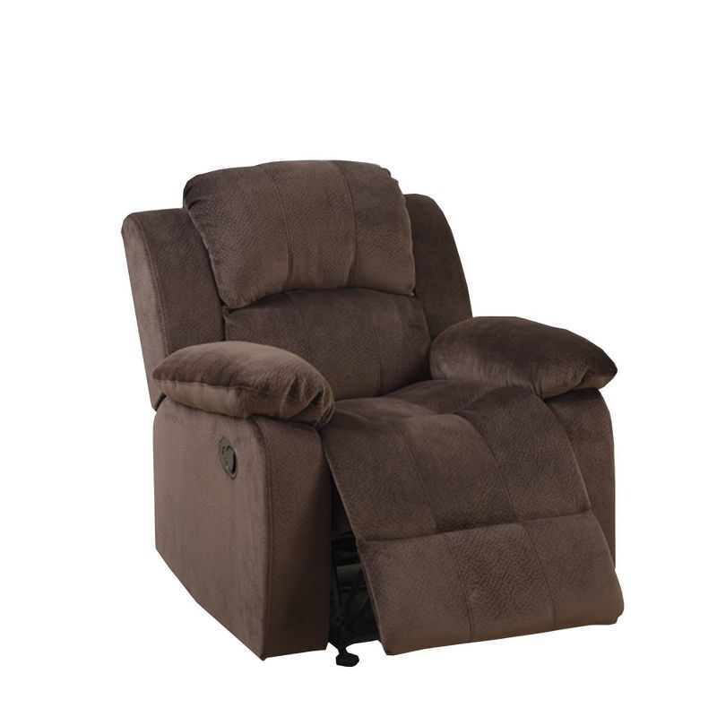 Rocker Recliner in Choco Suede Fabric Brown - Benzara