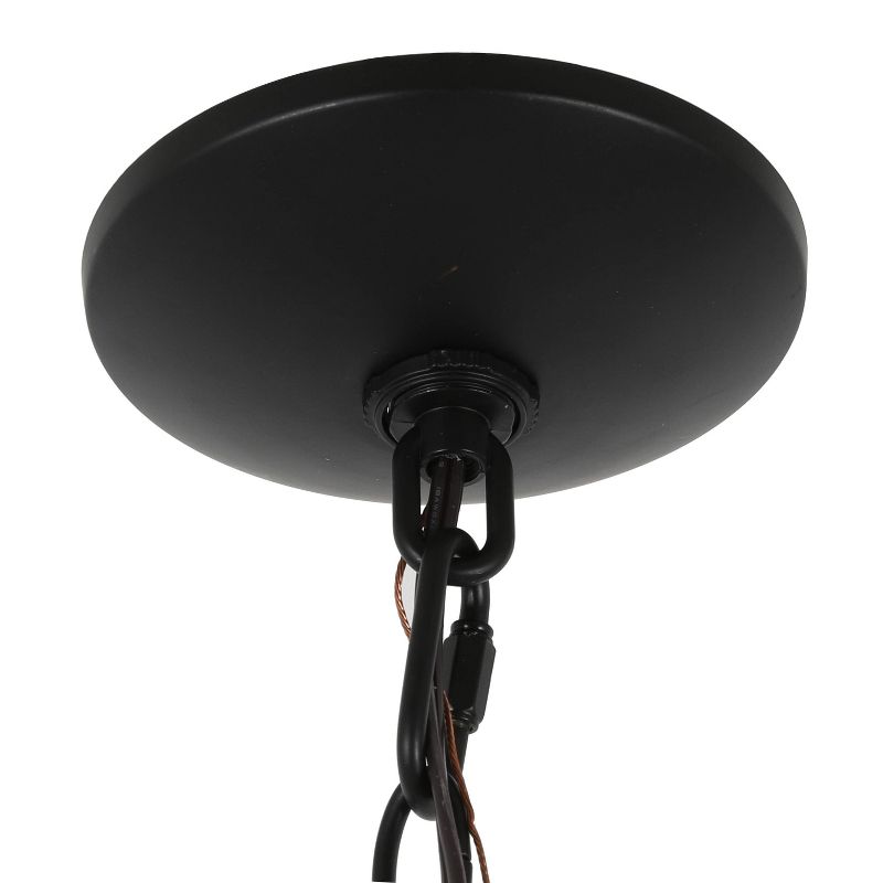 6 Light Rotterdam Metal and Wood Effect Pendant Black and Wood - Decor Therapy