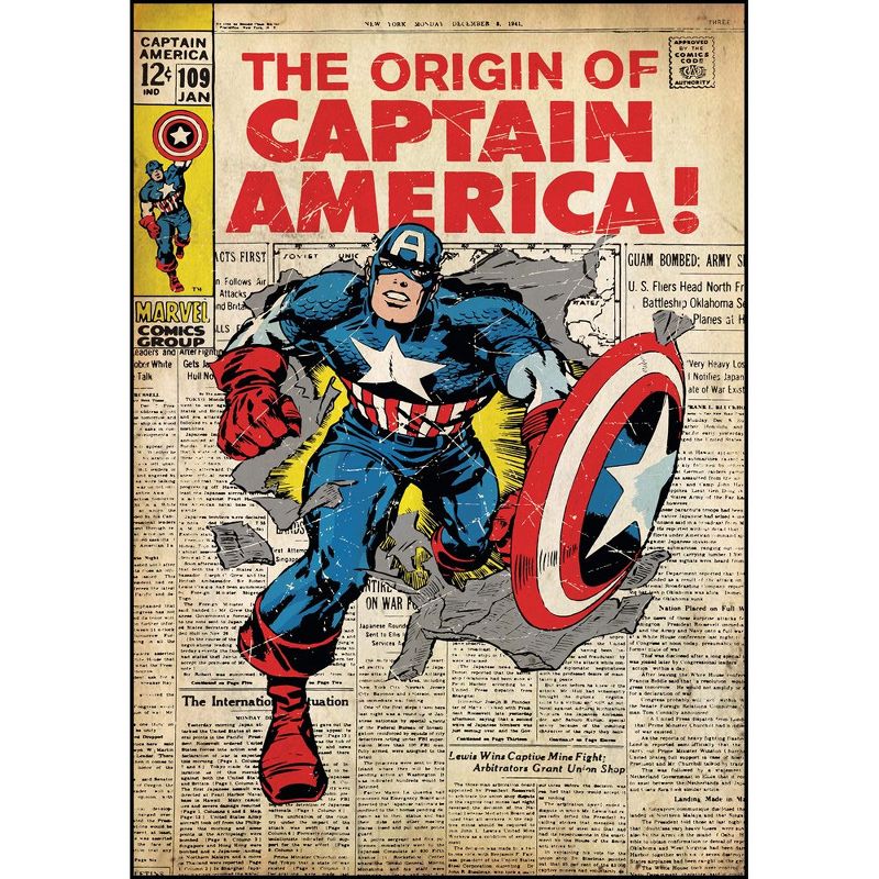 Captain America Comic Book Cover Wall Accent Sticker - Marvel..