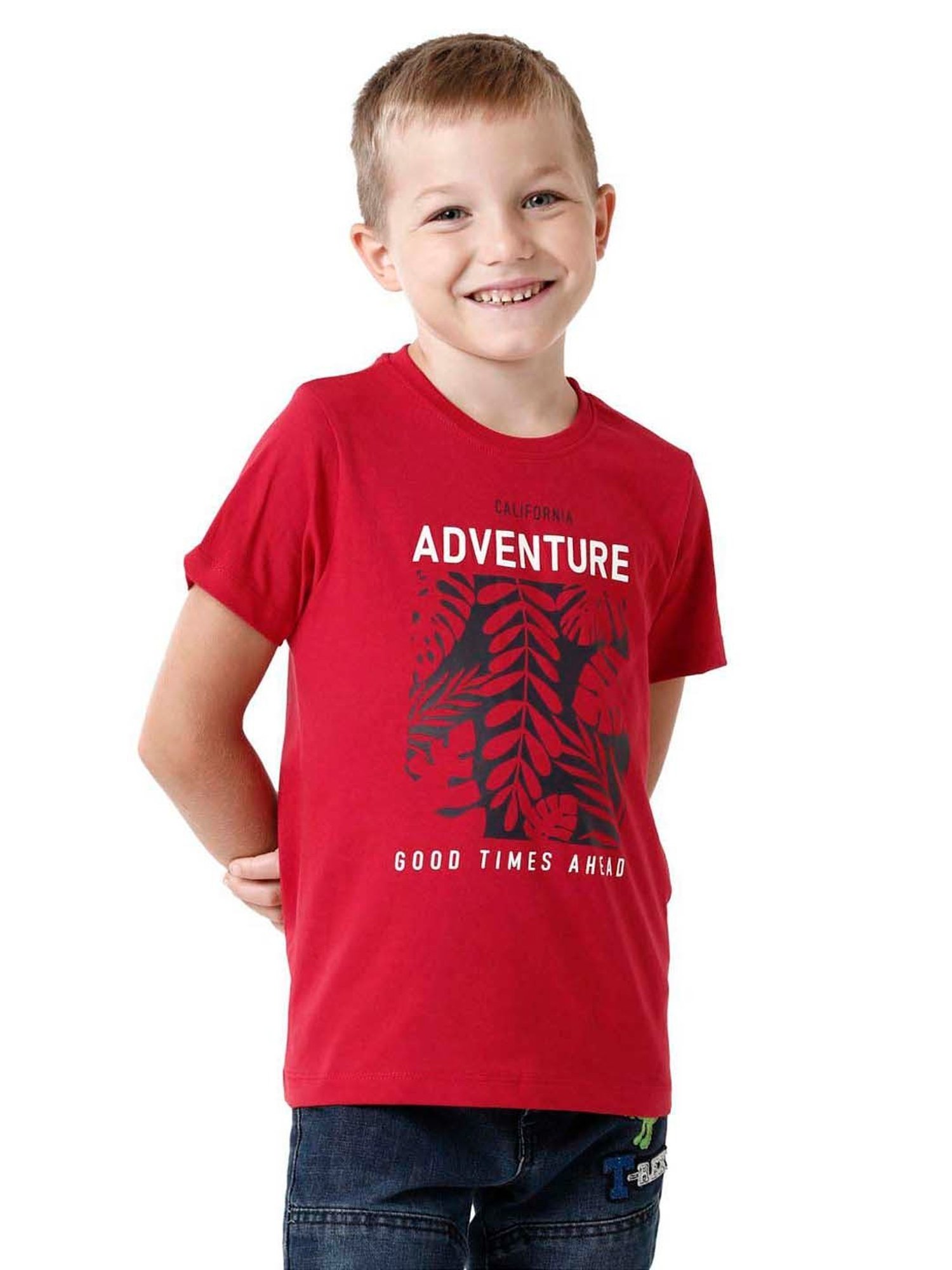 Kate & Oscar Kids Red Cotton Printed T-Shirt