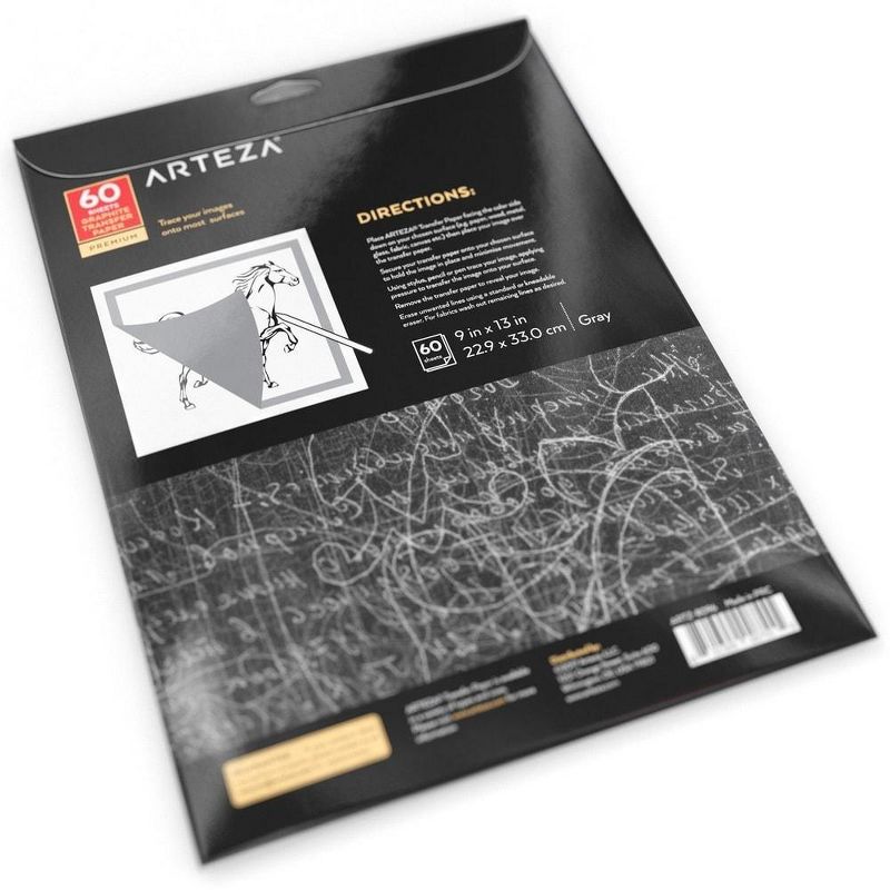 Arteza Graphite Transfer Paper, 9" x 13", 60 Gray Sheets (ARTZ-8096)