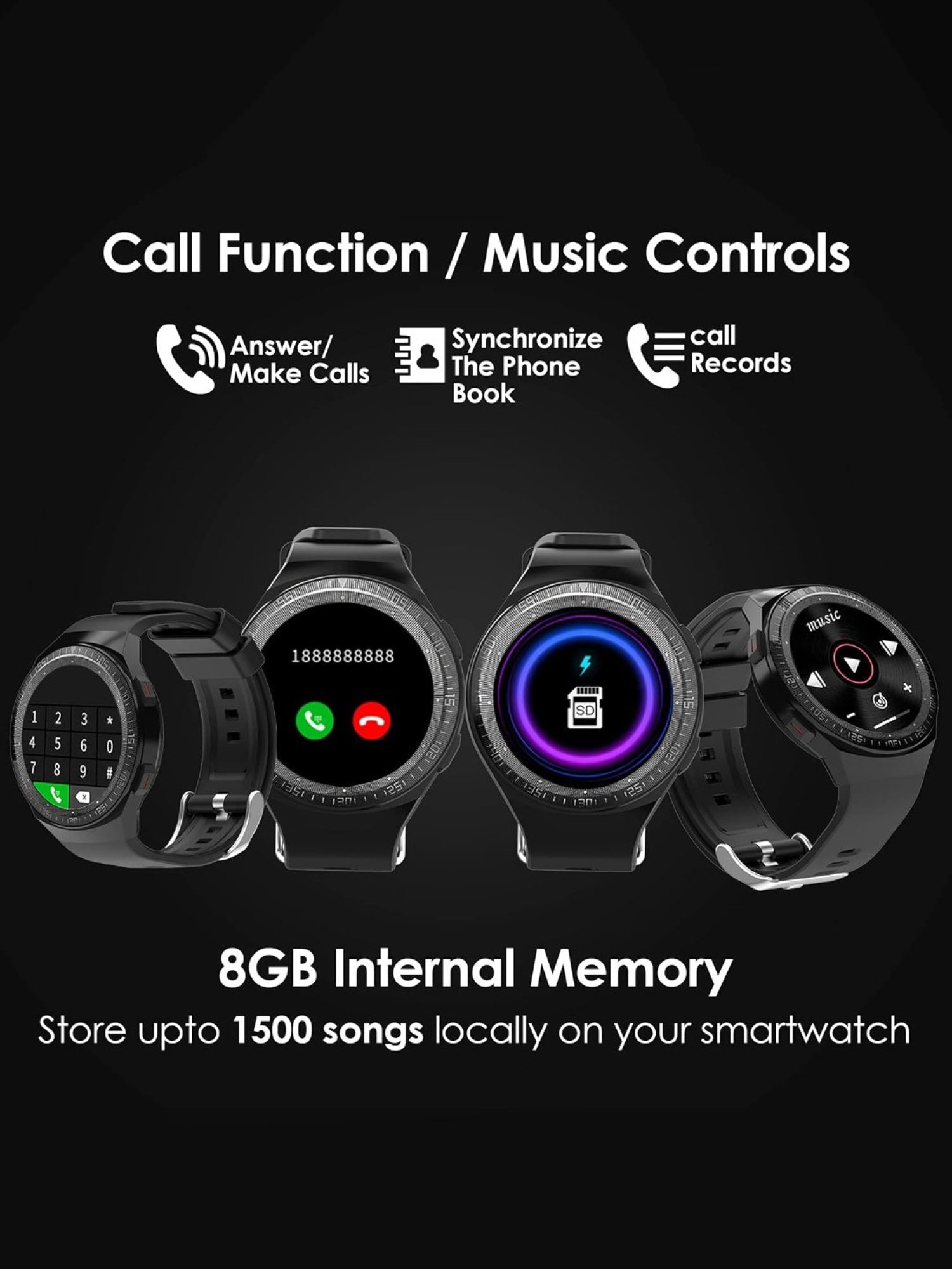 Probus MT3 Full Touch Screen Smartwatch (Black)