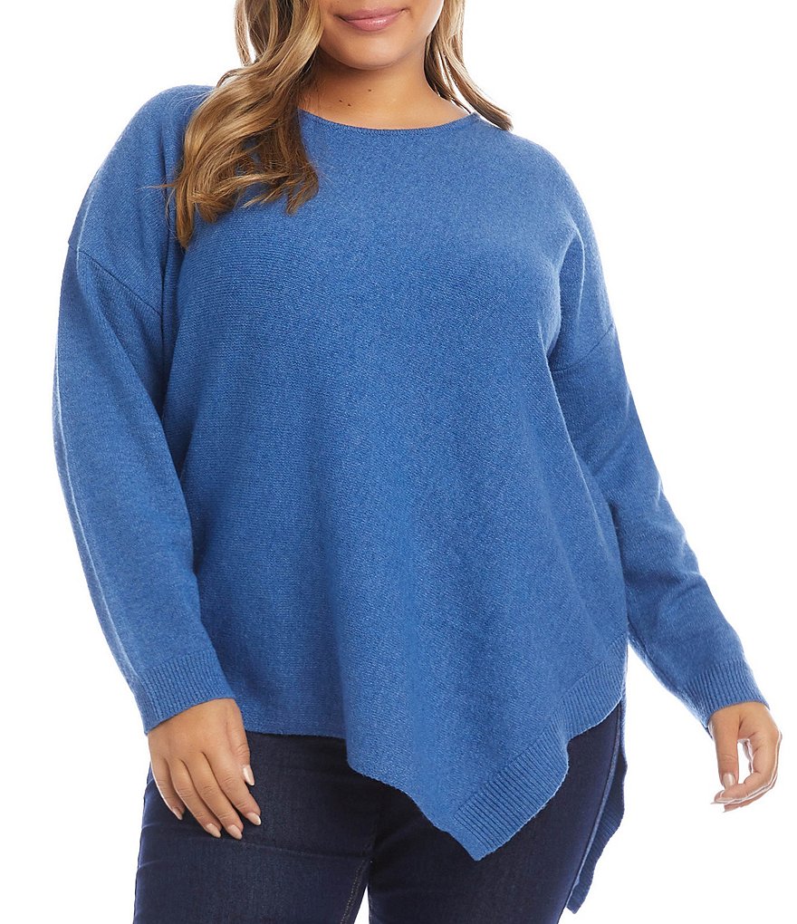 Ruby Rd. Plus Size Ombre Striped 3/4 Sleeve Button Front Long Cardigan