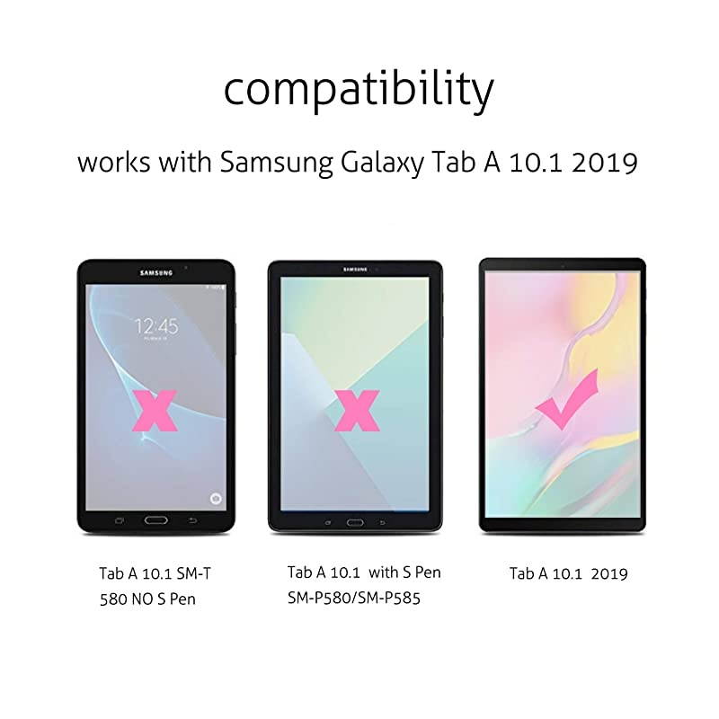 Screen Protector for Galaxy Tab A 10.1 2019 Release SM-T510/SM-T515 Only 2 Pack Tempered Glass 9H Hardness 2.5D Edge Ultra Clear Anti Scratch Case Friendly