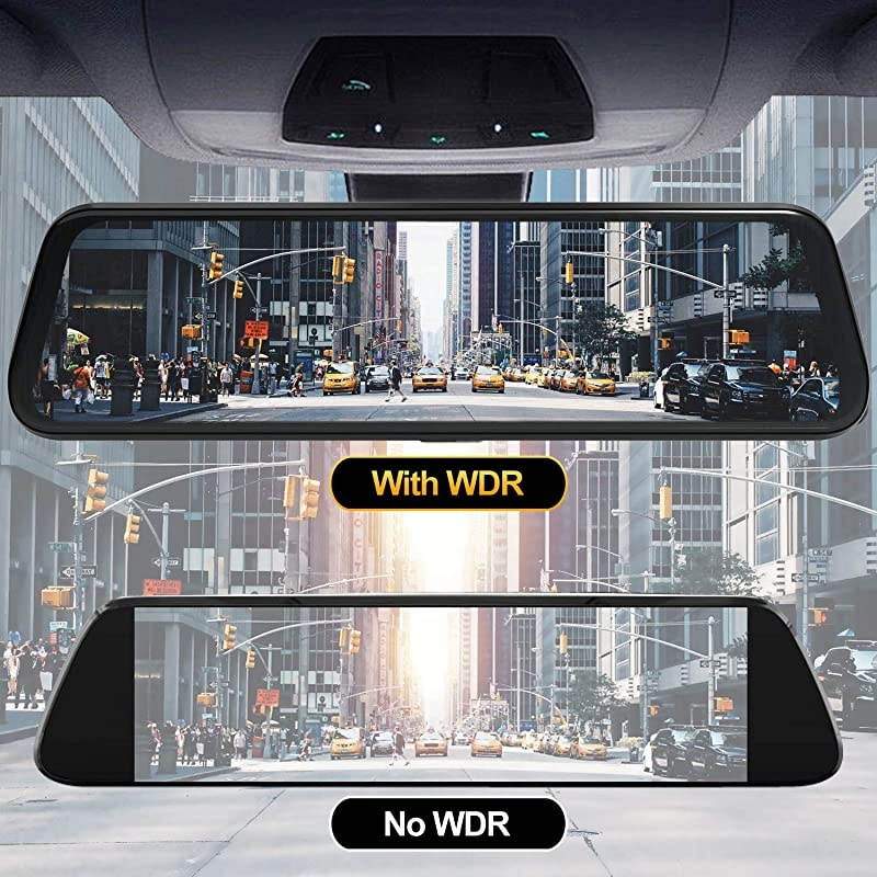 Mirror Dash Cam Dual Sony Starvis 1080P Front & Backup Camera 9.66" IPS Touch Screen Mirror Camera, G-Sensor, WDR and Night Vision