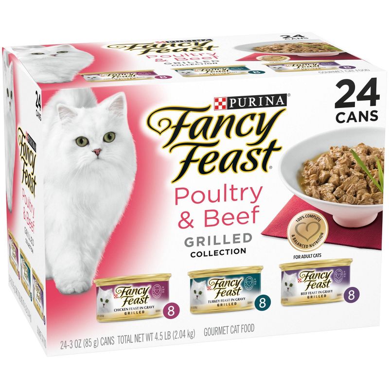 Purina Fancy Feast Grilled Gourmet Wet Cat Food Poultry & Beef Collection - 3oz/24ct Variety Pack