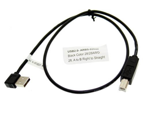 USBGear 1ft. Right to Straight A to B 28/28AWG Cable USB 2.0 RoHS