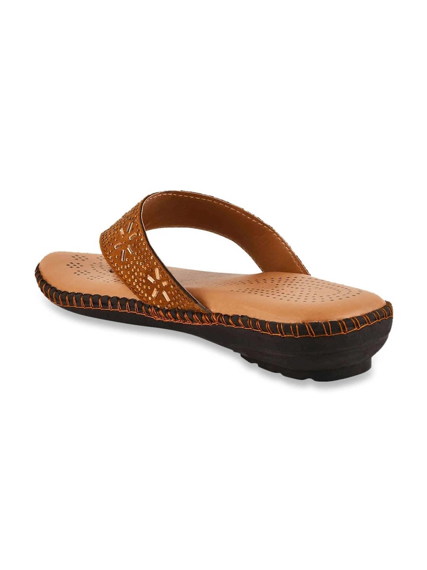 The White Pole Women's Brown Thong Sandals