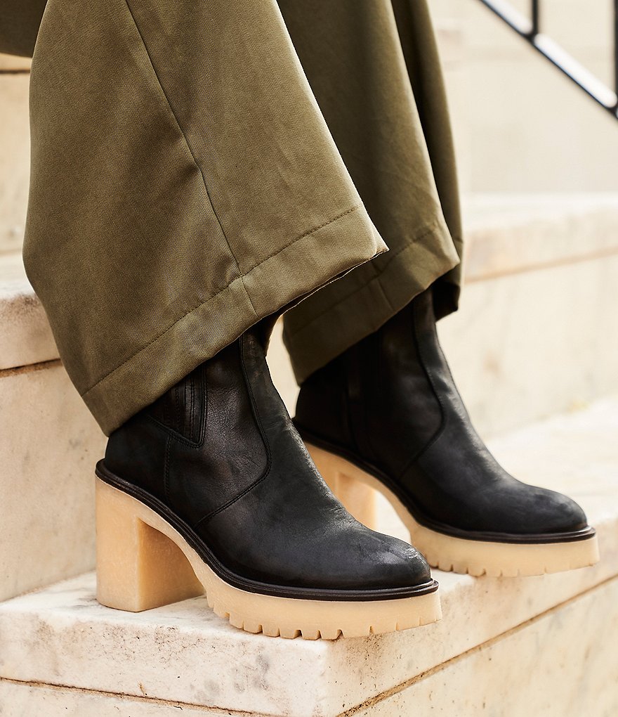 Free People James Leather Block Heel Chelsea Booties