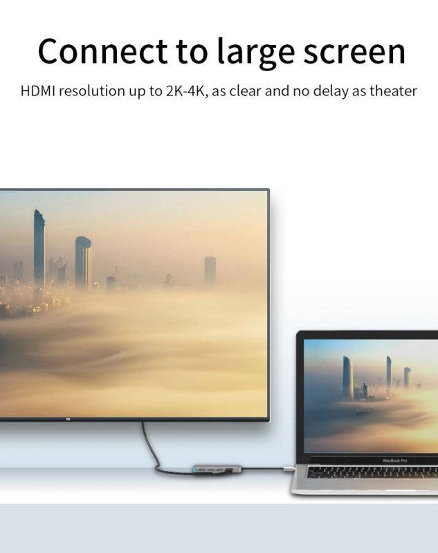 8-In-1 USB C Hub Type C to RJ45 4K HD Ethernet USB 3.0 Ports SD/TF Card Reader USB-C PD for MacBook Pro Dock