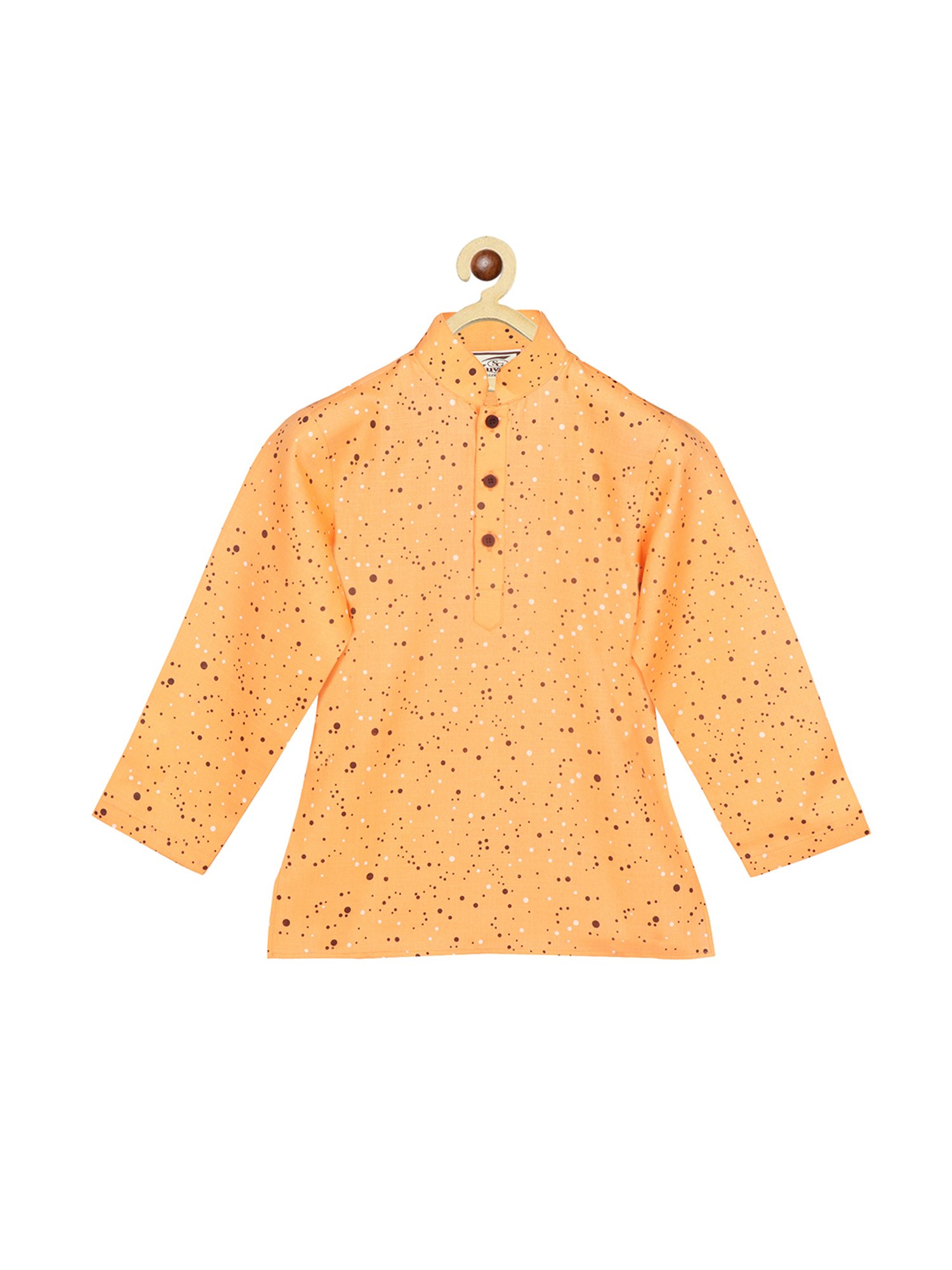 SG Yuvraj Kids Orange & Black Printed Full Sleeves Kurta with Dhoti