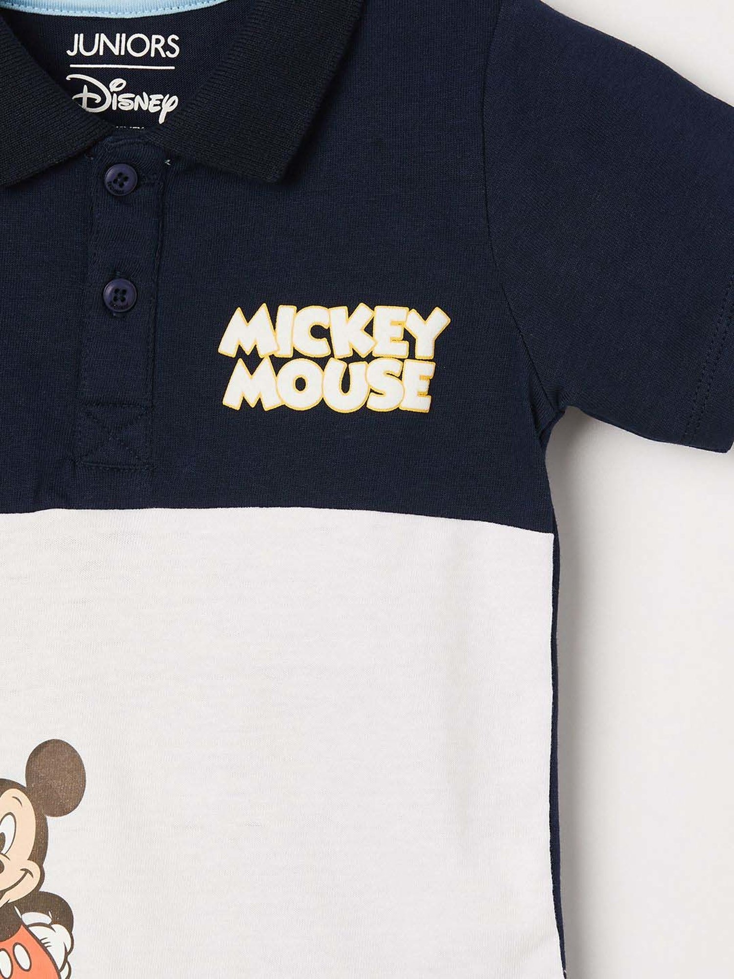 Juniors by Lifestyle Boys Navy & White Cotton Color Block T Shirt