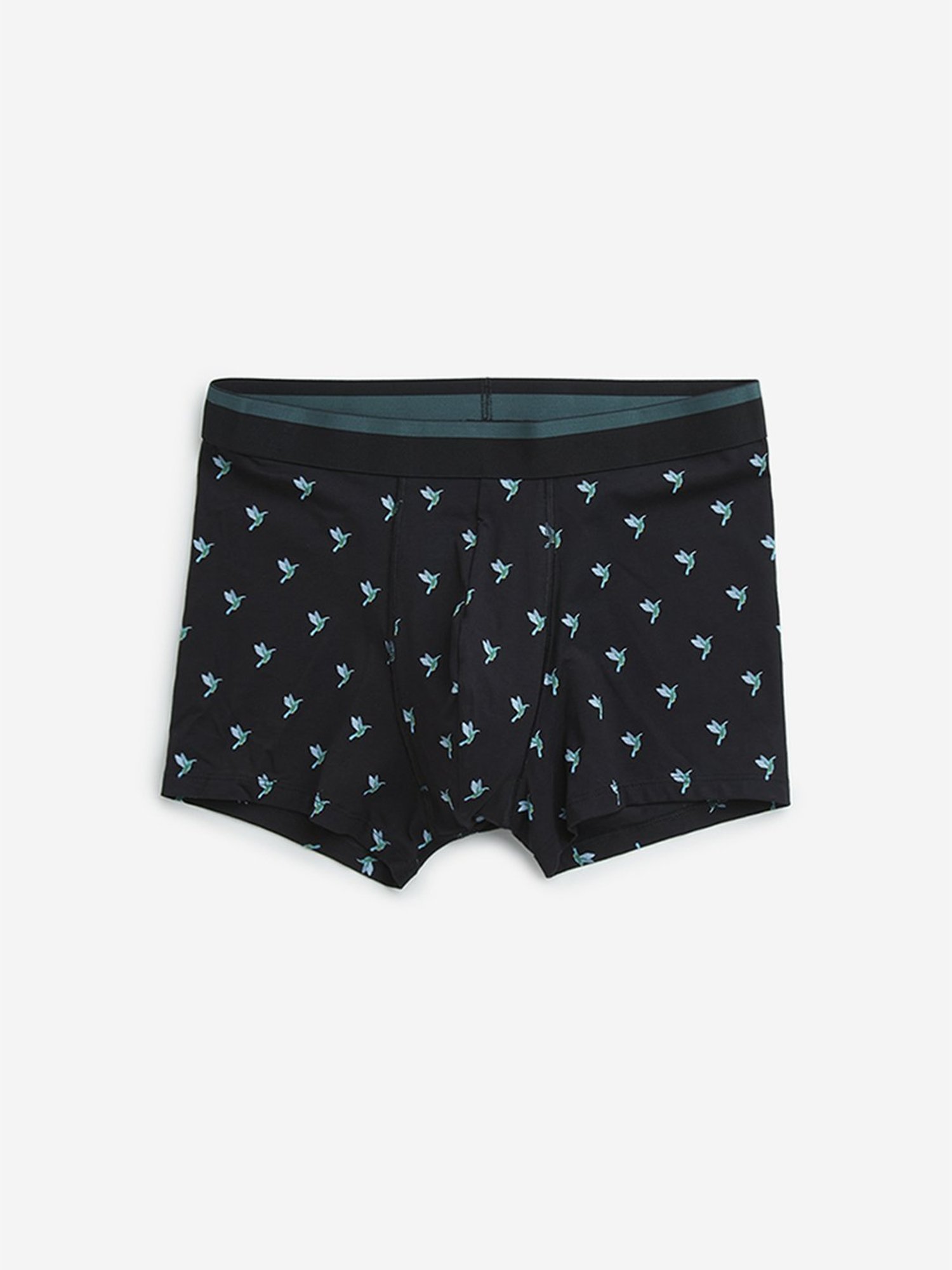WES Lounge by Westside Green Printed Cotton Blend Trunks - Pack of 3