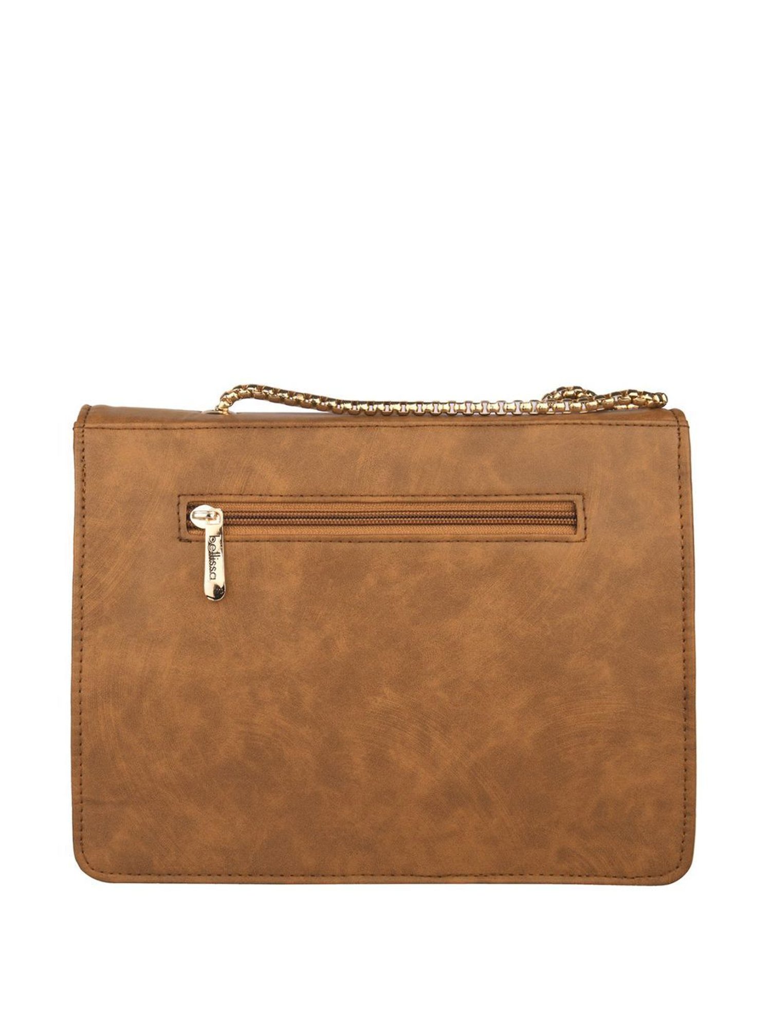 Bellissa Tan Solid Medium Sling Handbag