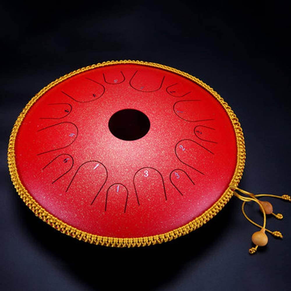 LOYALHEARTDY Butterfly Drum 14-Inch Steel Tongue Drummer Drum C Major 14-Note Manual Percussion Instrument Tongue Drum Pot With Rope Decoration And Mallet Bag Sheet Music (Red)