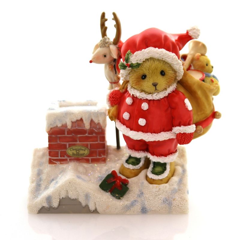 Cherished Teddies Santa Bear On Rooftop  -  Decorative Figurines