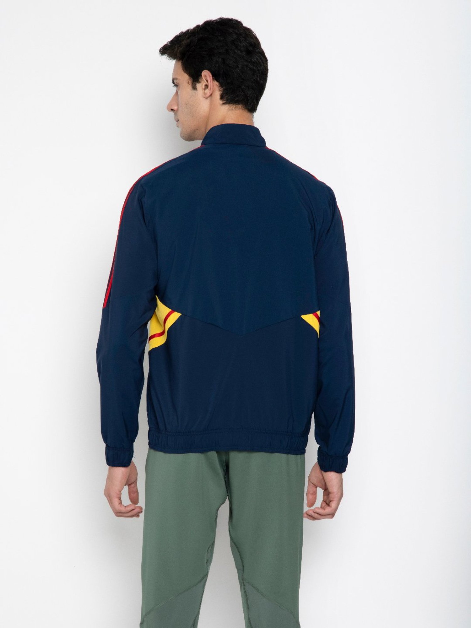 Adidas Navy Blue Slim Fit Striped Sports Jacket